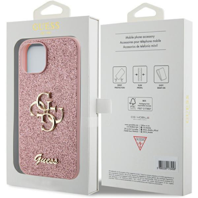 Originalus dėklas Guess GUHCP15MHG4SGP iPhone 15 Plus 6.7  rožinis/rožinis hardcase Glitter Script Big 4G 7