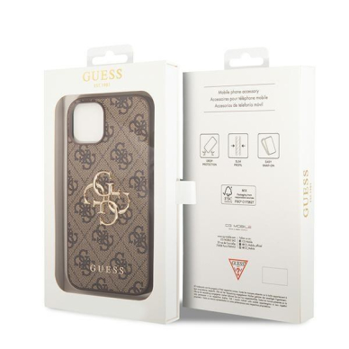 Originalus dėklas Guess GUHCP15S4GMGBR iPhone 15 6.1  Rudas/Rudas hardcase 4G Big Metal Logo 7