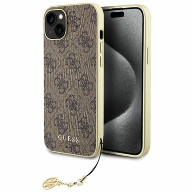 Originalus dėklas Guess GUHCP15SGF4GBR iPhone 15 6.1  Rudas/Rudas hardcase 4G Charms Collection