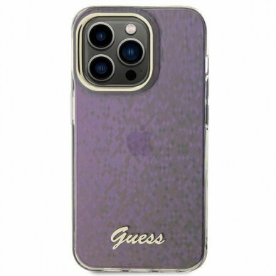 Originalus dėklas Guess GUHCP15SHDECMP iPhone 15 6.1  rožinis/rožinis hardcase IML Faceted Mirror Disco Iridescent 2