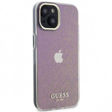 Originalus dėklas Guess GUHCP15SHDECMP iPhone 15 6.1  rožinis/rožinis hardcase IML Faceted Mirror Disco Iridescent 3