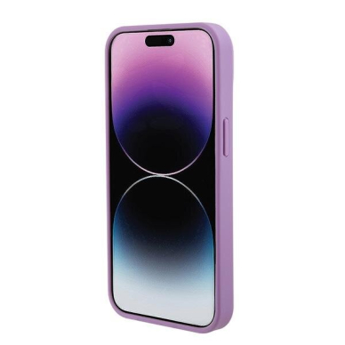 Originalus dėklas Guess GUHCP15SP4EPMU iPhone 15 6.1  violetinis hardcase Leather 4G Stamped 6