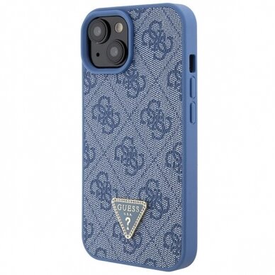 Originalus dėklas Guess GUHCP15SP4TDPB iPhone 15 6.1  Mėlynas/Mėlynas hardcase Leather 4G Triangle Strass 1