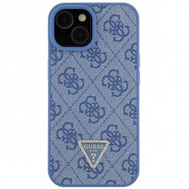 Originalus dėklas Guess GUHCP15SP4TDPB iPhone 15 6.1  Mėlynas/Mėlynas hardcase Leather 4G Triangle Strass 2