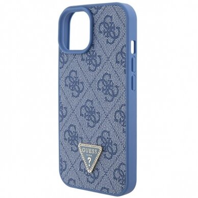 Originalus dėklas Guess GUHCP15SP4TDPB iPhone 15 6.1  Mėlynas/Mėlynas hardcase Leather 4G Triangle Strass 5