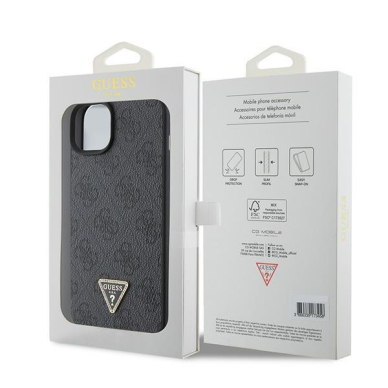 Originalus dėklas Guess GUHCP15SP4TDPK iPhone 15 6.1  Juodas hardcase Leather 4G Diamond Triangle 7