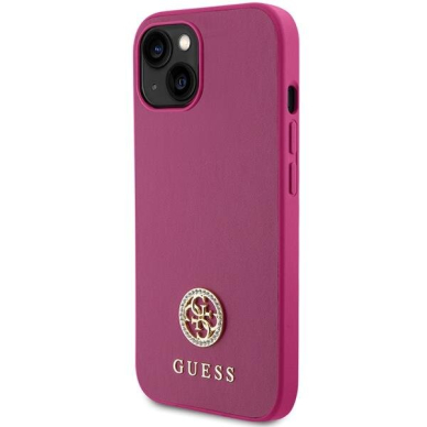 Originalus dėklas Guess GUHCP15SPS4DGPP iPhone 15 6.1  rožinis/rožinis hardcase Strass Metal Logo 1