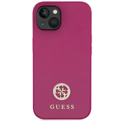 Originalus dėklas Guess GUHCP15SPS4DGPP iPhone 15 6.1  rožinis/rožinis hardcase Strass Metal Logo 2