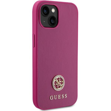 Originalus dėklas Guess GUHCP15SPS4DGPP iPhone 15 6.1  rožinis/rožinis hardcase Strass Metal Logo 3