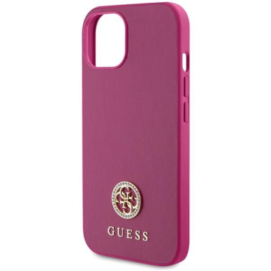 Originalus dėklas Guess GUHCP15SPS4DGPP iPhone 15 6.1  rožinis/rožinis hardcase Strass Metal Logo 5