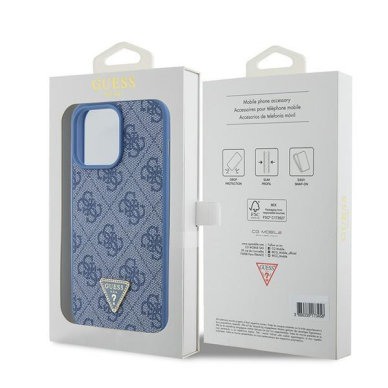 Originalus dėklas Guess GUHCP15XP4TDPB iPhone 15 Pro Max 6.7  Mėlynas/Mėlynas hardcase Leather 4G Triangle Strass 7