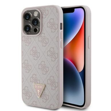 Originalus dėklas Guess GUHCP15XP4TDPP iPhone 15 Pro Max 6.7  rožinis/rožinis hardcase Leather 4G Diamond Triangle