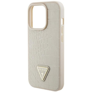 Originalus dėklas Guess GUHCP15XPCRTHCD iPhone 15 Pro Max 6.7  gold/gold hardcase Croco Triangle Metal Logo 6