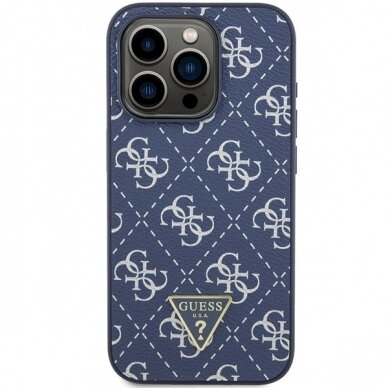 Originalus Guess dėklas GUHCP15XPG4GPB iPhone 15 Pro Max 6.7" Mėlynas/Mėlynas hardcase 4G Triangle Metal Logo 2