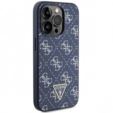 Originalus Guess dėklas GUHCP15XPG4GPB iPhone 15 Pro Max 6.7" Mėlynas/Mėlynas hardcase 4G Triangle Metal Logo 3