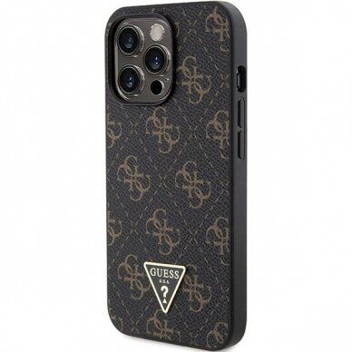 Originalus Guess dėklas GUHCP15XPG4GPK iPhone 15 Pro Max 6.7" Juodas/Juodas hardcase 4G Triangle Metal Logo 1