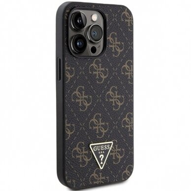 Originalus Guess dėklas GUHCP15XPG4GPK iPhone 15 Pro Max 6.7" Juodas/Juodas hardcase 4G Triangle Metal Logo 3