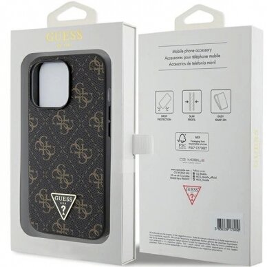 Originalus Guess dėklas GUHCP15XPG4GPK iPhone 15 Pro Max 6.7" Juodas/Juodas hardcase 4G Triangle Metal Logo 7