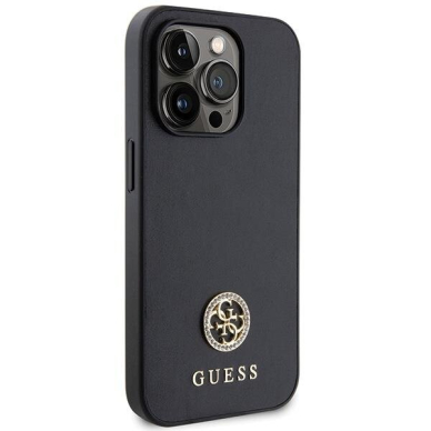 Originalus dėklas Guess GUHCP15XPS4DGPK iPhone 15 Pro Max 6.7  Juodas hardcase Strass Metal Logo 3