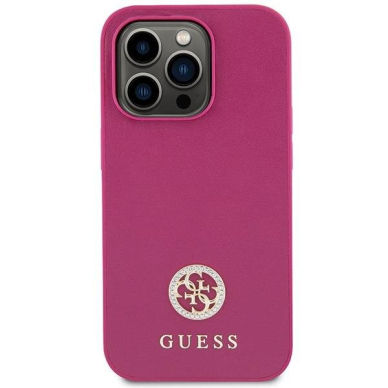 Originalus dėklas Guess GUHCP15XPS4DGPP iPhone 15 Pro Max 6.7  rožinis/rožinis hardcase Strass Metal Logo 2