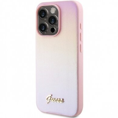 Originalus Guess dėklas GUHCP15XPSAIRSP iPhone 15 Pro Max 6.7" Rožinis/Rožinis hardcase Saffiano Iridescent Script 1