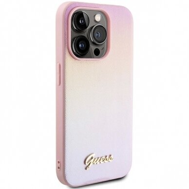 Originalus Guess dėklas GUHCP15XPSAIRSP iPhone 15 Pro Max 6.7" Rožinis/Rožinis hardcase Saffiano Iridescent Script 3