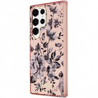 Dėklas Guess Flower GUHCS23LHCFWSP Samsung Galaxy S23 Ultra S918 Rožinis 1