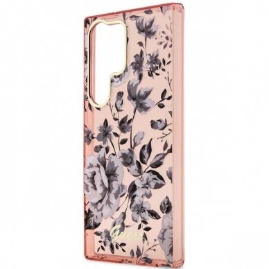 Dėklas Guess Flower GUHCS23LHCFWSP Samsung Galaxy S23 Ultra S918 Rožinis 5