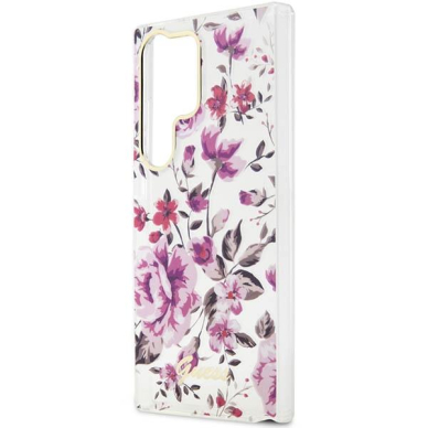 Akcija! Dėklas Guess Flower GUHCS23LHCFWST Samsung Galaxy S23 Ultra S918 Baltas  5