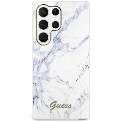 Dėklas Guess Marble GUHCS23LPCUMAH Samsung Galaxy S23 Ultra S918 Baltas