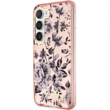 Dėklas Guess Flower GUHCS23MHCFWSP Samsung Galaxy S23 Plus S916 Rožinis 1