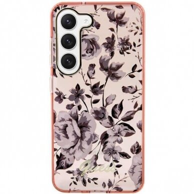 Dėklas Guess Flower GUHCS23MHCFWSP Samsung Galaxy S23 Plus S916 Rožinis 2