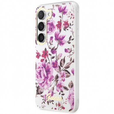 Dėklas Guess Flower GUHCS23MHCFWST Samsung Galaxy S23 Plus S916 Baltas 1