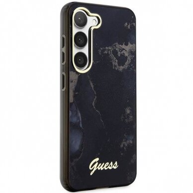 Dėklas Guess Marble GUHCS23MHTMRSK Samsung Galaxy S23 Plus S916 Juodas-auksinis 3