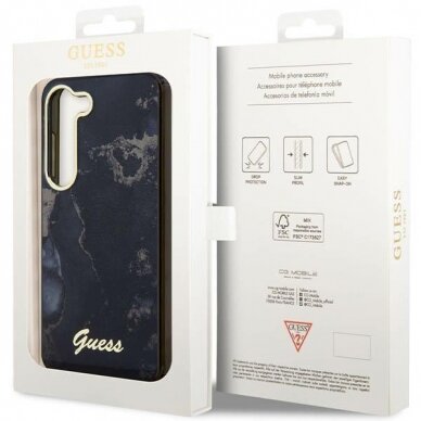 Dėklas Guess Marble GUHCS23MHTMRSK Samsung Galaxy S23 Plus S916 Juodas-auksinis 7