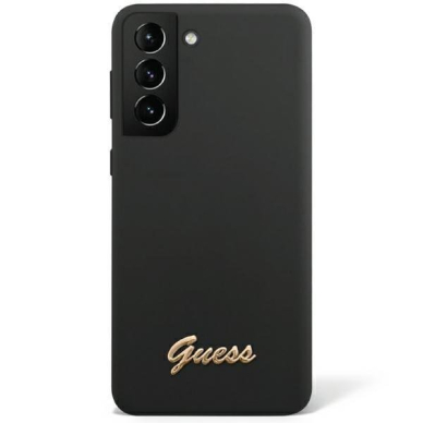 Dėklas Guess GUHCS23MSLSMK S23+ S916 Juodas/Juodas hardcase Silicone Vintage Auksinis Logo