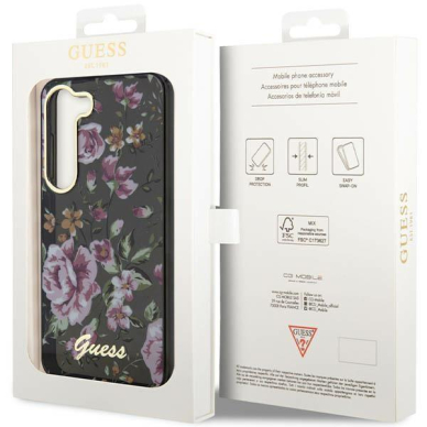 Dėklas Guess Flower GUHCS23SHCFWSK Samsung Galaxy S23 S911 Juodas 7