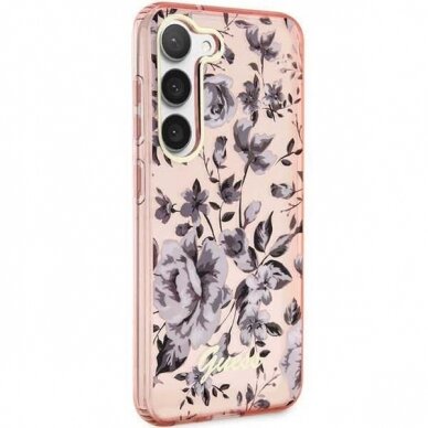 Dėklas Guess Flower GUHCS23SHCFWSP Samsung Galaxy S23 S911 Rožinis 3