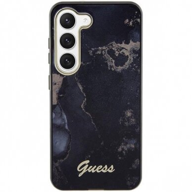 Dėklas Guess Marble  GUHCS23SHTMRSK Samsung Galaxy S23 S911 Juodas-auksinis 2