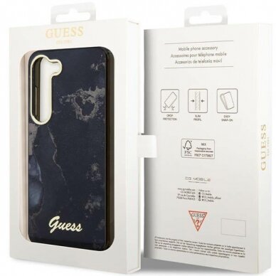 Dėklas Guess Marble  GUHCS23SHTMRSK Samsung Galaxy S23 S911 Juodas-auksinis 7