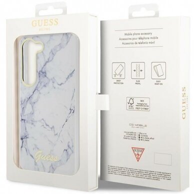 Dėklas Guess Marble GUHCS23SPCUMAH Samsung Galaxy S23 S911 Baltas 7