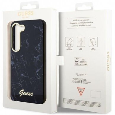 Dėklas Guess Marble GUHCS23SPCUMAK Samsung Galaxy S23 S911 Juodas 7