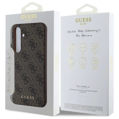 Dėklas Guess GUHCS24FEG4GFBR S24 FE S721 Rudas/Rudas hard 4G Metal Gold Logo 7