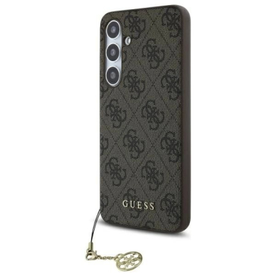 Dėklas Guess GUHCS24FEGF4GBR S24 FE S721 Rudas/Rudas hard 4G Charms Collection