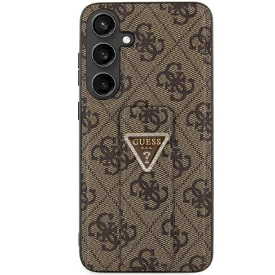 Dėklas Guess GUHCS24LPGS4TDW S24 Ultra S928 Rudas/Rudas hard Grip Stand 4G Triangle Strass