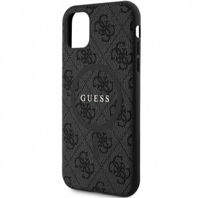 Originalus Guess dėklas GUHMN61G4GFRK iPhone 11 6.1" / Xr Juodas/Juodas hardcase 4G Collection Leather Metal Logo MagSafe 5