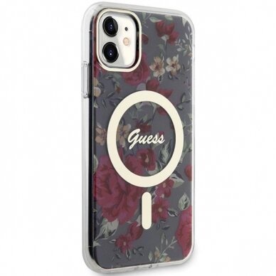 Dėklas Guess Flower MagSafe GUHMN61HCFWSA iPhone 11 / Xr Žalias 3