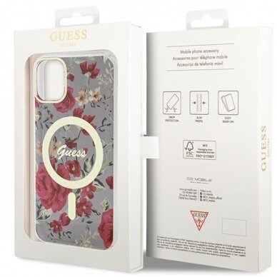 Dėklas Guess Flower MagSafe GUHMN61HCFWSA iPhone 11 / Xr Žalias 7