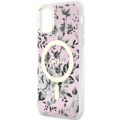 Dėklas Guess Flower MagSafe GUHMN61HCFWSP iPhone 11 / Xr Rožinis 5