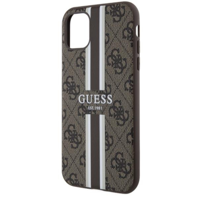 Dėklas Guess 4G Printed Stripes MagSafe GUHMN61P4RPSW iPhone 11 / Xr Rudas 5